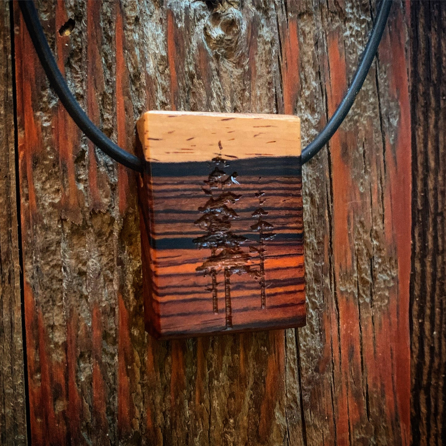 Three Trees Pendant - Cocobolo Wood