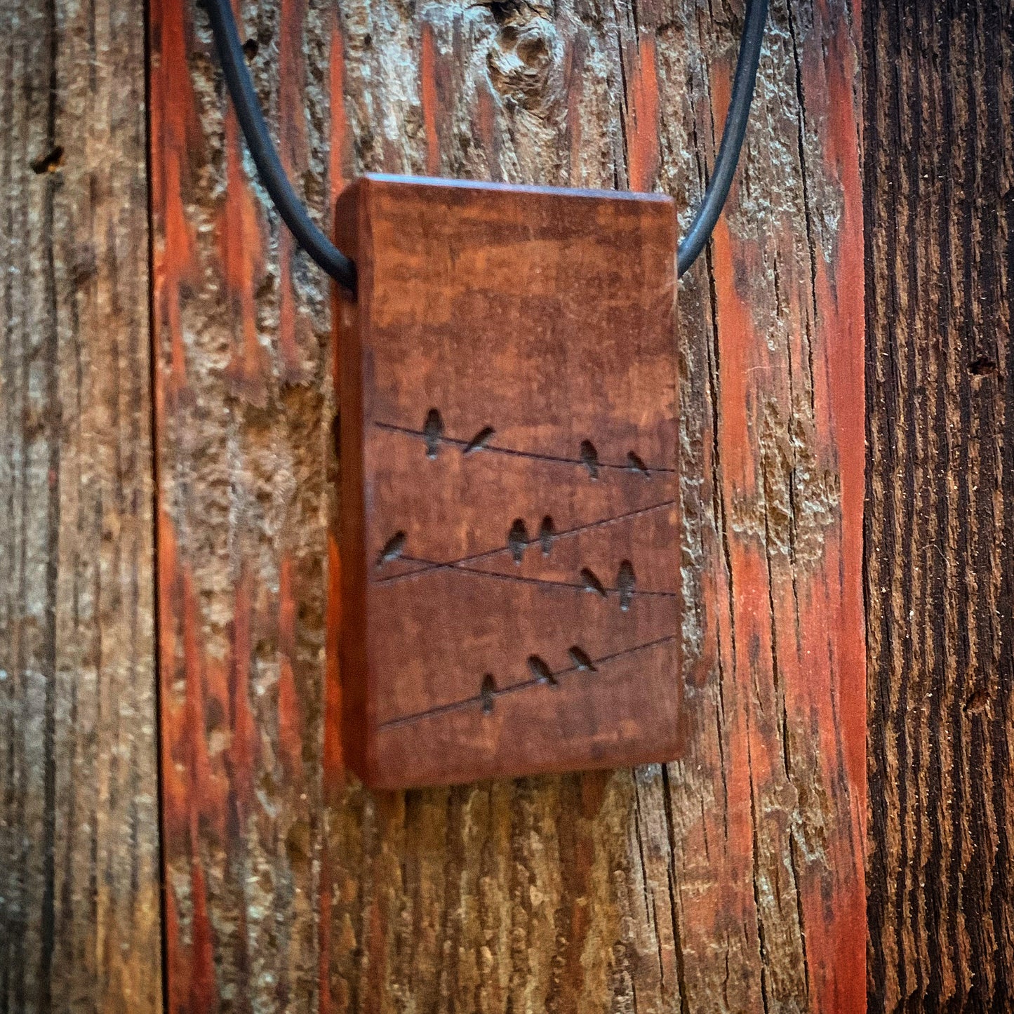 Birds on Wires Pendant - Koa Wood