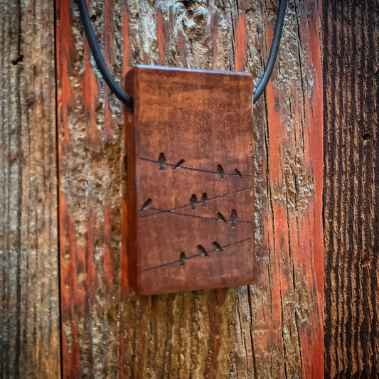 Birds on Wires Pendant - Koa Wood