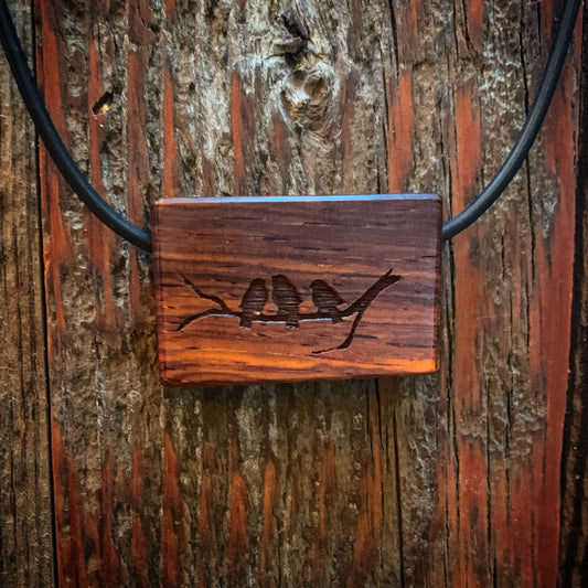 Birds on a Branch Pendant - Cocobolo Wood